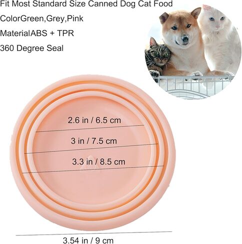 أغطية علب WOHENI، أغطية علب طعام الكلاب، أغطية علب طعام القطط، أغطية علب طعام الحيوانات الأليفة مع ملعقة طعام للكلاب، ملعقة طعام القطط وغطاء العلبة، ملاعق طعام الحيوانات الأليفة للأغذية الرطبة (رمادي + وردي + أخضر) in Kuwait