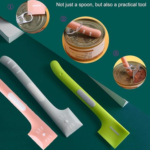 أغطية علب WOHENI، أغطية علب طعام الكلاب، أغطية علب طعام القطط، أغطية علب طعام الحيوانات الأليفة مع ملعقة طعام للكلاب، ملعقة طعام القطط وغطاء العلبة، ملاعق طعام الحيوانات الأليفة للأغذية الرطبة (رمادي + وردي + أخضر) in Kuwait