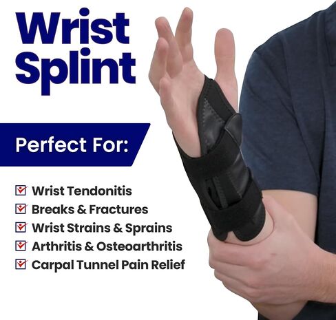 Carpal Tunnel Wrist Brace | Night Wrist Support Guard | Wrist Splint & Hand Brace | Carpal Tunnel Syndrome & Wrist Tendonitis Pain Relief with Forearm Compression | For Men & Women (Left Wrist Brace) in Saudi Arabia