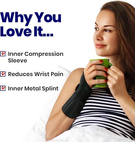 Carpal Tunnel Wrist Brace | Night Wrist Support Guard | Wrist Splint & Hand Brace | Carpal Tunnel Syndrome & Wrist Tendonitis Pain Relief with Forearm Compression | For Men & Women (Left Wrist Brace) in Saudi Arabia