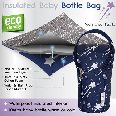 وسادة تغيير حفاضات الأطفال المحمولة الكبيرة جدًا من Nastéri Baby Gear مع وسادة إسفنجية الذاكرة وحقيبة زجاجات معزولة - محطة تغيير حفاضات الأطفال المحمولة المقاومة للماء للفتيات والفتيان - كحلي in Saudi Arabia
