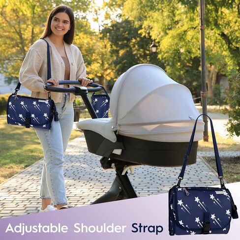 وسادة تغيير حفاضات الأطفال المحمولة الكبيرة جدًا من Nastéri Baby Gear مع وسادة إسفنجية الذاكرة وحقيبة زجاجات معزولة - محطة تغيير حفاضات الأطفال المحمولة المقاومة للماء للفتيات والفتيان - كحلي in Saudi Arabia