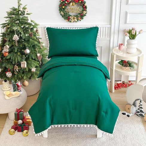 طقم سرير طفل صغير 4 قطع بوهو بول بوم بوم سرير طفل صغير مجموعة سرير في حقيبة أنيقة بوهو بوم هامش المعزي للبنين بنات مع ورقة جاهزة، ورقة أعلى، وغطاء وسادة قياسي الأرجواني in Kuwait