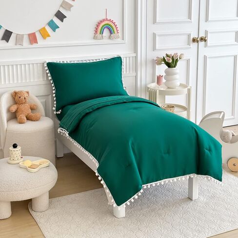 طقم سرير طفل صغير 4 قطع بوهو بول بوم بوم سرير طفل صغير مجموعة سرير في حقيبة أنيقة بوهو بوم هامش المعزي للبنين بنات مع ورقة جاهزة، ورقة أعلى، وغطاء وسادة قياسي الأرجواني in Kuwait