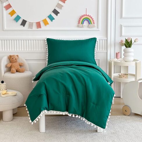 طقم سرير طفل صغير 4 قطع بوهو بول بوم بوم سرير طفل صغير مجموعة سرير في حقيبة أنيقة بوهو بوم هامش المعزي للبنين بنات مع ورقة جاهزة، ورقة أعلى، وغطاء وسادة قياسي الأرجواني in Kuwait