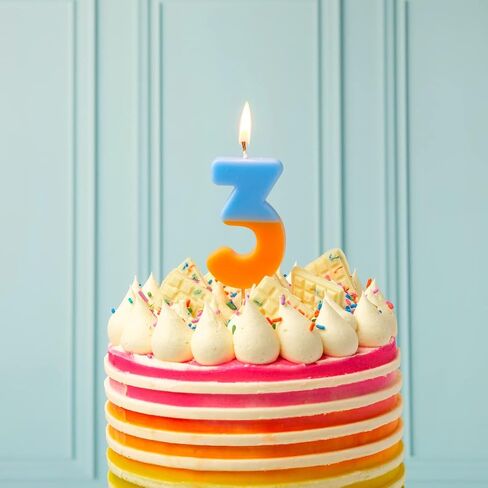 Talking Tables Orange and Pink Number 2 Candle for Cakes | Birthday Cake Topper Decorations for Kids Party, Boys, Girls 2nd, 21st Party, Anniversary, Milestone in Saudi Arabia