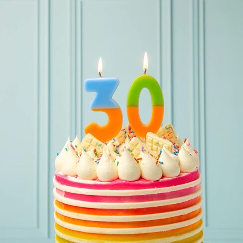 Talking Tables Orange and Pink Number 2 Candle for Cakes | Birthday Cake Topper Decorations for Kids Party, Boys, Girls 2nd, 21st Party, Anniversary, Milestone in Saudi Arabia