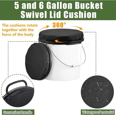 Lewtemi 4 Pcs 5 Gallon Bucket Lid Comfortable Bucket Seats Bucket Seat Cushion 360 Degree Bucket Swivel Lid with Waterproof Cover for Dove Duck Hunting Fishing Gardening Camping Baseball Softball in Kuwait