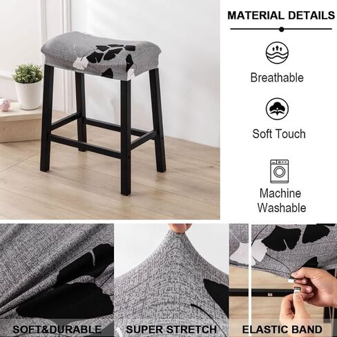 Bifaunvogel Bar Stool Cover Rectangle Set of 2 Printed Stretch Counter Height Bar stools Slipcovers Saddle Stool Slipcover Bench Seat Protector Backless Bar Stools Covers for Kitchen Counter #8 in Saudi Arabia