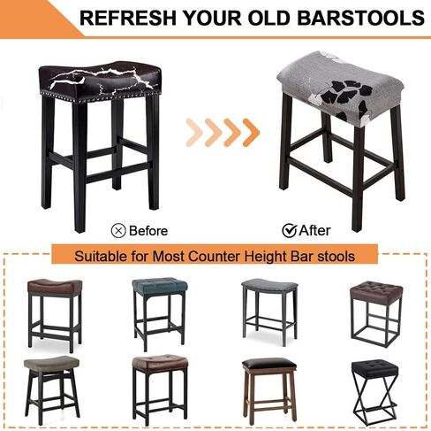 Bifaunvogel Bar Stool Cover Rectangle Set of 2 Printed Stretch Counter Height Bar stools Slipcovers Saddle Stool Slipcover Bench Seat Protector Backless Bar Stools Covers for Kitchen Counter #8 in Saudi Arabia