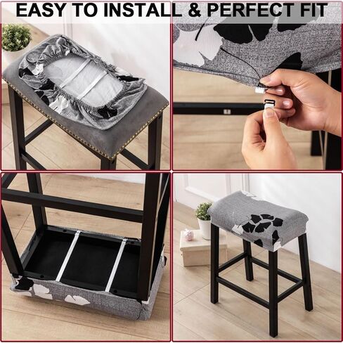 Bifaunvogel Bar Stool Cover Rectangle Set of 2 Printed Stretch Counter Height Bar stools Slipcovers Saddle Stool Slipcover Bench Seat Protector Backless Bar Stools Covers for Kitchen Counter #8 in Saudi Arabia