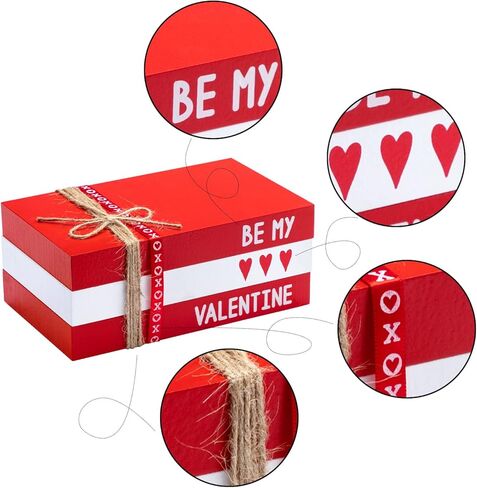 كتب زخرفية خشبية لعيد الحب من JOYIN، بما في ذلك شريط الحبال، مجموعة من 3 كتب مكدسة من Sweet Home، كتب خشبية مزخرفة لحفلات الزفاف والزوجة والصديقة، أو الرف، أو طاولة القهوة، أو رف أو صينية in Kuwait