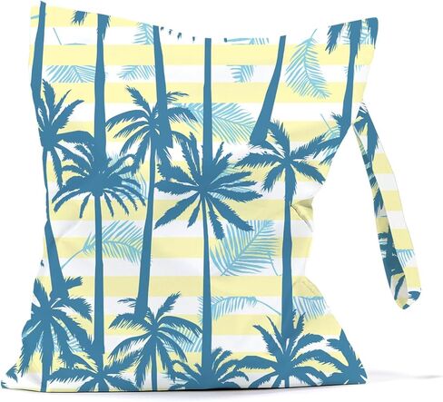 JRHung حقيبة مبللة مقاومة للماء، حقيبة قماش قابلة لإعادة الاستخدام، حقيبة رطبة وجافة، حقيبة غسيل كبيرة للسفر، ملابس متسخة، بدلة استحمام، حقيبة تمرين لصالة الألعاب الرياضية، ملابس السباحة، اليوغا، السفر، حمام السباحة، الشاطئ (أوراق النخيل، ديكور شجرة 6) in Kuwait