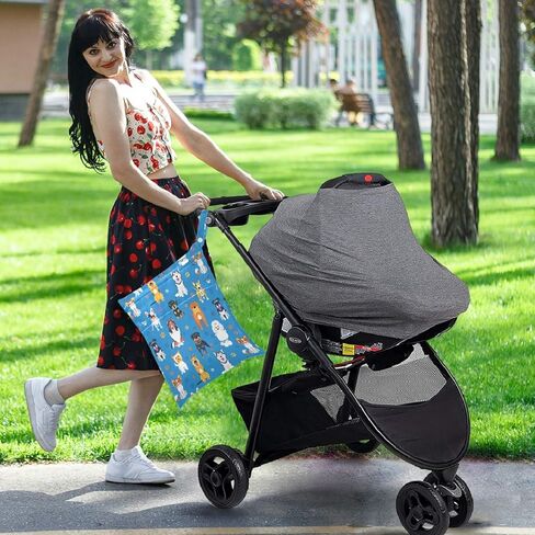 visesunny Colorful Bulldog Animal 2Pcs Wet Bag with Zippered Pockets Washable Reusable Roomy Diaper Bag for Travel,Beach,Daycare,Stroller,Diapers,Dirty Gym Clothes,Wet Swimsuits,Toiletries in Kuwait