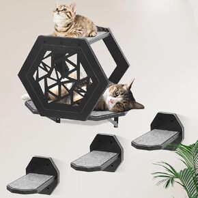 اثاث سداسي الشكل يثبت على الحائط بتصميم قطة (اسود) in Kuwait