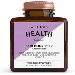فيتامينات البشرة للنساء - مغذي البشرة الصحي الجيد - الكلوريلا العضوية، التوت البري + برتقال الدم الصقلي للجمال من الداخل - مكمل للبشرة - غير معدّل وراثيًا + نباتي (60 كبسولة) in Kuwait