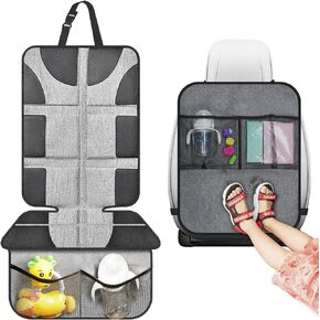 Car Seat Protector Kick Mat Backseat Organizer, Universal Back Seat Cover for Child Waterproof Protection for Vehicles to Protect from Dirt, Mud & Scratches Keeping Neat, 2 Mesh Storage Pockets in Kuwait