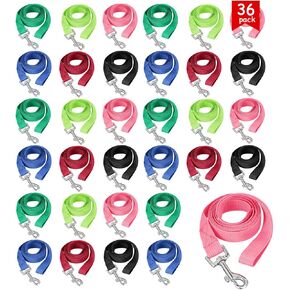 Hillban 36 Pcs Dog Leash Bulk 5 ft Multicolored Puppy Training Leash Slip Pet Traction Nylon Rope for Small Medium Dogs Agility, Yard, Camping, Backyard Play(6 Colors)