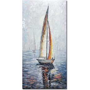 V-inspire Art، 24 × 36 لوحة فنية تجريدية حديثة مرسومة يدويًا على شكل مركب شراعي لغرفة المعيشة وغرفة النوم من الأكريليك فن جداري من القماش لتزيين الحائط الملون لغرفة المعيشة وغرفة النوم in Kuwait