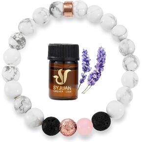 SYJUAN Anxiety Healing Bracelet Lavender Essential Oil Aromatheraphy Diffuser Lava Rock Bracelets Relaxation Gift for Women