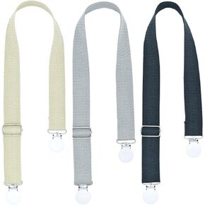 3 PCS Multipurpose Clips Baby Nursing Cover Clips Saliva Towel Double-end Clamp Toy Anti-drop Clip Adjustable Braid Strap Dental Bib Holder Clip Napkin Holder for Adult Kids (Orange/White/Pink)