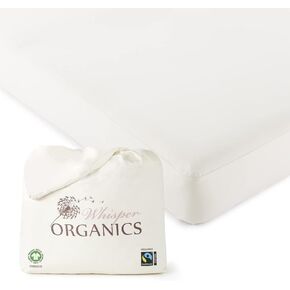 واقي مرتبة سرير الأطفال مقاوم للماء بنسبة 100% من Whisper Organics - معتمد من GOTS وFairtrade، مقاس 52x28x9 بوصة in Kuwait