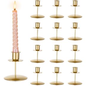 Sziqiqi Candlestick Candle Holders Gold - Small Candlesticks Holder for Wedding Taper Candle Stick Holders Decoration for Halloween Christmas Valentine Set of 2