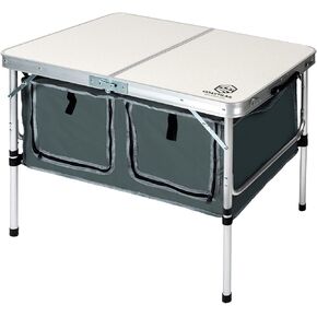 Coastrail Outdoor Folding Camping Table with Storage Height Adjustable Portable Lightweight Camping Table for Party, BBQ, Backyards and Picnic, White, 36 inch X 24 inch X 28 inch in Kuwait