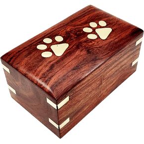 Wooden Urn - Pet Urns for Dogs Ashes, Decorative Wooden Pet Urns for Ashes - Rosewood Cremation Urns for Dogs, Pet Urns for Cats, Wooden Cremation Box (Two Paws) (7''Length x 4''Width x3''Height) in Kuwait