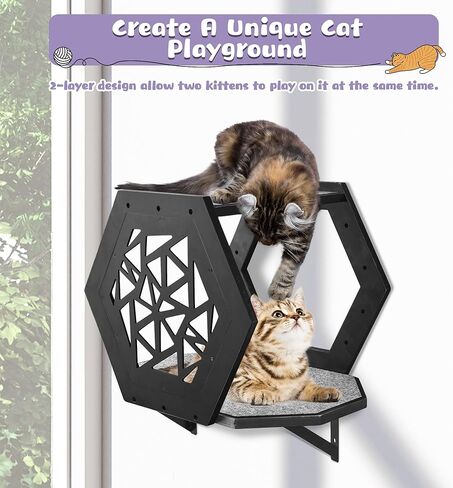 اثاث سداسي الشكل يثبت على الحائط بتصميم قطة (اسود) in Kuwait