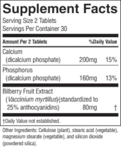 Bilberry Fruit Concentrate 60 Tablets in Kuwait