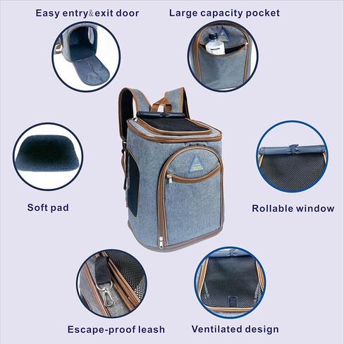حقيبة ظهر للقطط، حقيبة ظهر لحمل الكلاب للحيوانات الأليفة الصغيرة والمتوسطة، حقيبة ظهر للسفر للجرو ناعمة للسفر في الهواء الطلق والمشي لمسافات طويلة والتخييم، حقيبة حمل قابلة للطي معتمدة من شركات الطيران، جيدة التهوية، قابلة للطي in Kuwait