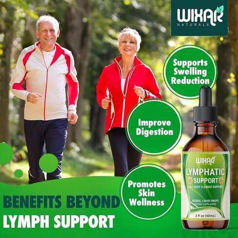 قطرات مكملات التصريف اللمفاوي من ويكسار | سائل عشبي 7 في 1 يدعم النظام الليمفاوي | دعم المناعة مع إشنسا، وجذور عرق السوس، والبرسيم الأحمر، وجذور الأرقطيون، وأعشاب السواطير | 2 أونصة سائلة in Kuwait