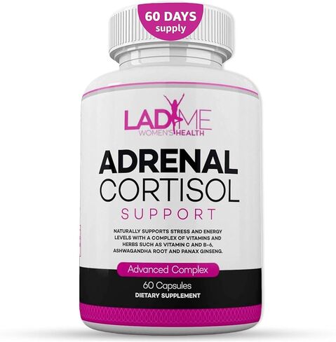 Adrenal Support - Cortisol Manager - Advance Stress Relief Formula with Complex of Vitamin C, B6 Ashwagandha Root & L-TYROSINE Fatigue Supplement Specially Designed for Women by Ladyme - 60 Capsules in Kuwait