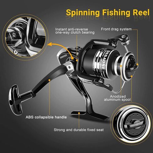 ShinePick Fishing Rod Kit, Telescopic Fishing Pole and Reel Combo Full Kit with Line Lures Hooks Carrier Bag for Travel Saltwater Freshwater Boat Fishing Beginners in Kuwait