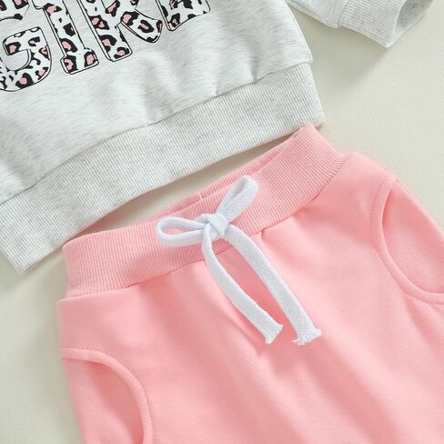 allshope Toddler Baby Girl Fall Outfit Letter Print Sweatshirt Tops Elastic Waist Pant Cute Infant Newborn Winter Clothes Set in Saudi Arabia