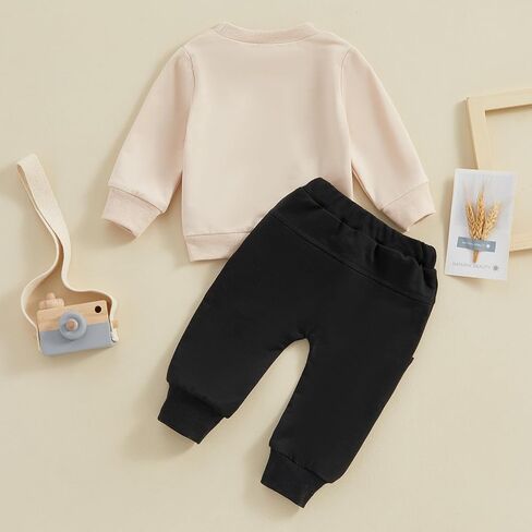 Toddler Baby Girl Clothes Aunties Bestie Letter Sweatshirts Solid Color Outfit Pants Fall Winter Set in Kuwait