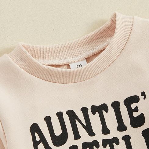 Toddler Baby Girl Clothes Aunties Bestie Letter Sweatshirts Solid Color Outfit Pants Fall Winter Set in Kuwait