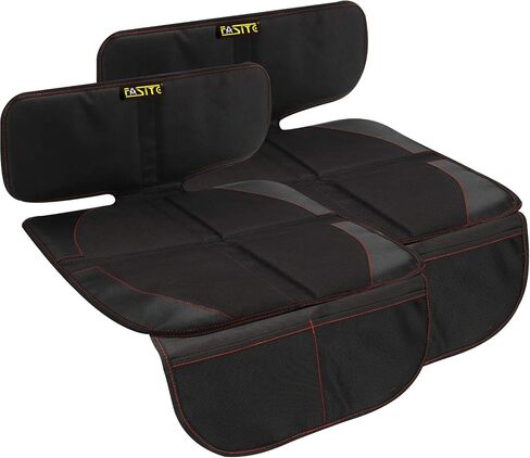 Beige Car Seat Protector for Baby & Child – Waterproof Non-Slip Auto Seat Cover Mat Fit Under Car Seat with 2 Mesh Pockets in Saudi Arabia