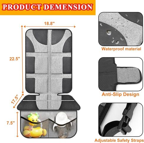 Car Seat Protector Kick Mat Backseat Organizer, Universal Back Seat Cover for Child Waterproof Protection for Vehicles to Protect from Dirt, Mud & Scratches Keeping Neat, 2 Mesh Storage Pockets in Kuwait