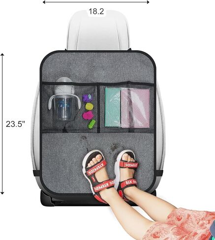 Car Seat Protector Kick Mat Backseat Organizer, Universal Back Seat Cover for Child Waterproof Protection for Vehicles to Protect from Dirt, Mud & Scratches Keeping Neat, 2 Mesh Storage Pockets in Kuwait