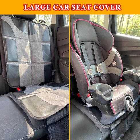 Car Seat Protector Kick Mat Backseat Organizer, Universal Back Seat Cover for Child Waterproof Protection for Vehicles to Protect from Dirt, Mud & Scratches Keeping Neat, 2 Mesh Storage Pockets in Kuwait