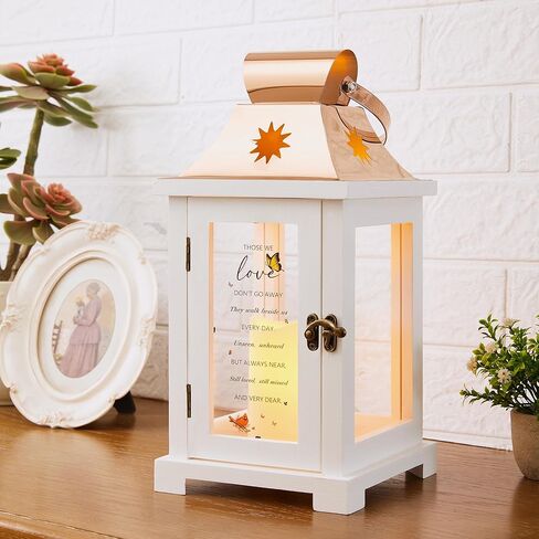 WOODEXPE Memorial Lantern Sympathy Gift for Loss of Loved One with Flickering LED Candle and Remote Control Bereavement Remembrance Memorial Gift, Golden in Saudi Arabia