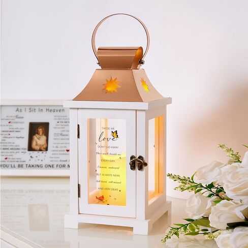 WOODEXPE Memorial Lantern Sympathy Gift for Loss of Loved One with Flickering LED Candle and Remote Control Bereavement Remembrance Memorial Gift, Golden in Saudi Arabia
