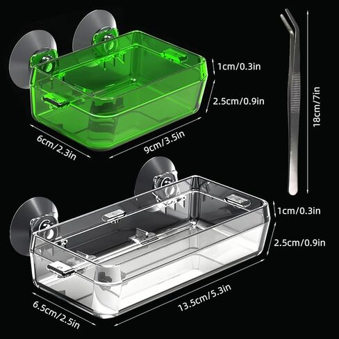2 Pack Reptile Feeding Dish Bowl with Tongs, Reptile Food Dish Water Bowl, Amphibian Reptile Feeding Terrarium Bowls with Suction Cups for Lizard Bearded Dragon Frog Gecko Hermit Crab, Small and Large in Kuwait