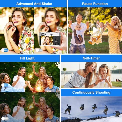 كاميرا رقمية بدقة 5K للتركيز التلقائي للتصوير الفوتوغرافي وكاميرا تسجيل فيديو بدقة 48 ميجابكسل لكاميرات التكبير والتصغير الرقمي على YouTube بمعدل 16X مع بطاقة SD وبطاريتين وعدسة الكاميرا وقرص الوضع in Kuwait