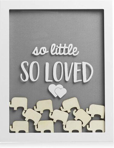 Pearhead Elephant Token Frame, Little Wishes Signature Baby Shower Guestbook Alternative, Pregnancy Keepsake for Soon to be Moms, Baby Shower Decor, Gray and White in Saudi Arabia