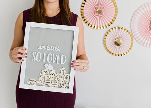 Pearhead Elephant Token Frame, Little Wishes Signature Baby Shower Guestbook Alternative, Pregnancy Keepsake for Soon to be Moms, Baby Shower Decor, Gray and White in Saudi Arabia