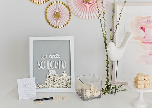 Pearhead Elephant Token Frame, Little Wishes Signature Baby Shower Guestbook Alternative, Pregnancy Keepsake for Soon to be Moms, Baby Shower Decor, Gray and White in Saudi Arabia