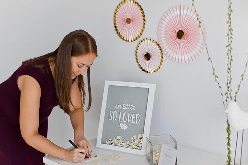 Pearhead Elephant Token Frame, Little Wishes Signature Baby Shower Guestbook Alternative, Pregnancy Keepsake for Soon to be Moms, Baby Shower Decor, Gray and White in Saudi Arabia
